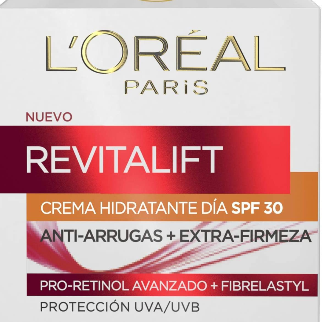 L'Oreal Paris Revitalift Crema de Día Anti-edad Hidratante con Protección Solar SPF 30, Antiarrugas y Extra Firmeza